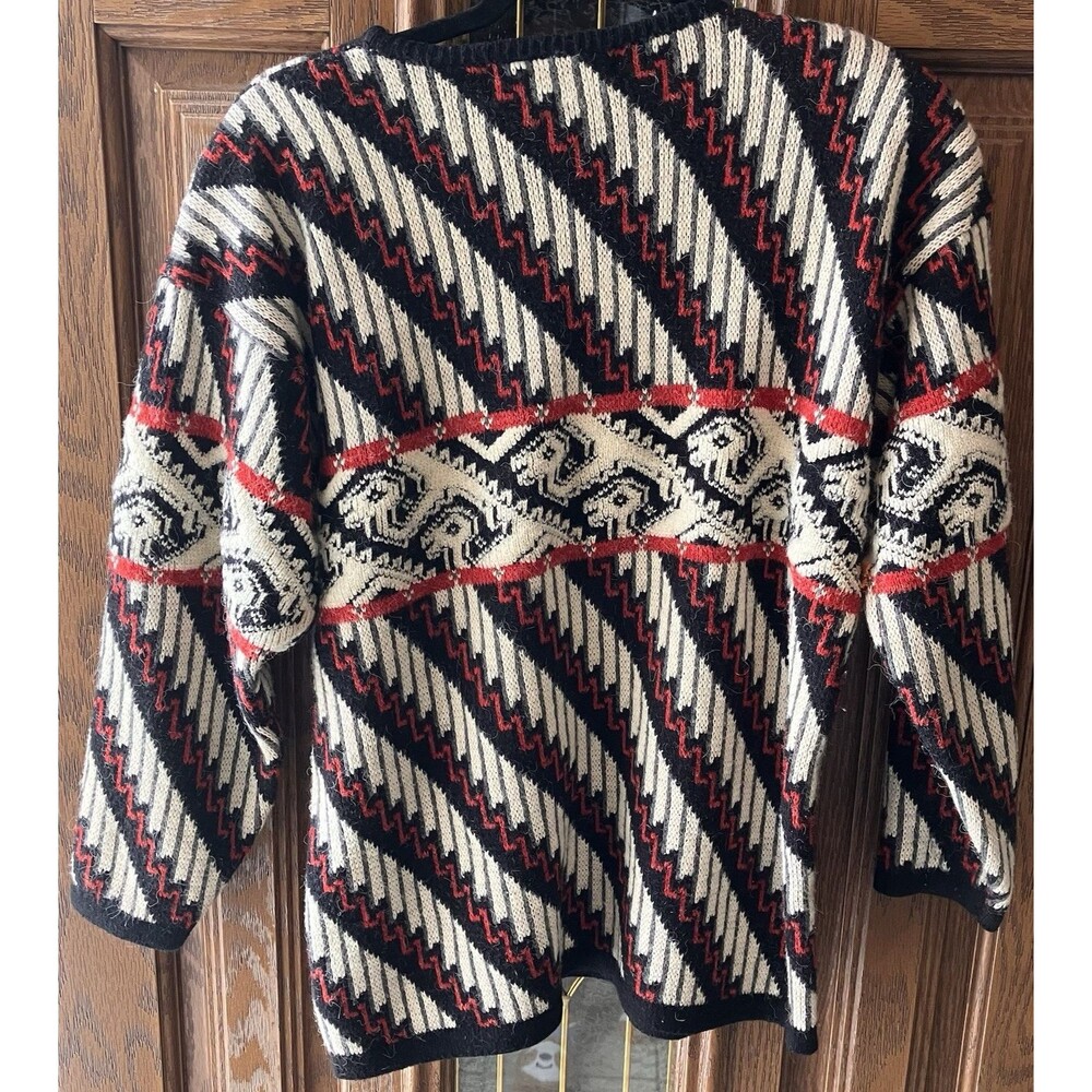 Vintage Kitty Hawk Crewneck Sweater Women's L Chunky Knit Geometric Colorful 80s - Picture 5 of 6
